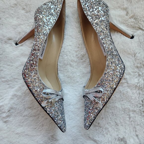 JIMMY CHOO ROMY 85 Pumps Bow Glitter - Picture 3 of 12